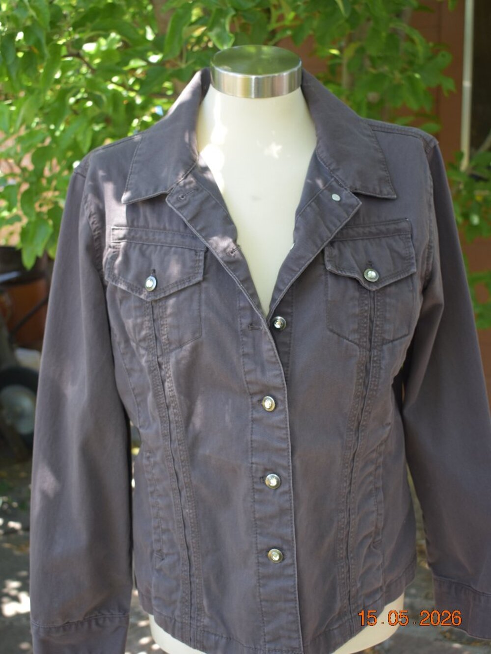 Chico’s Brown Denim Jacket – Bling Detail & Flattering Fit